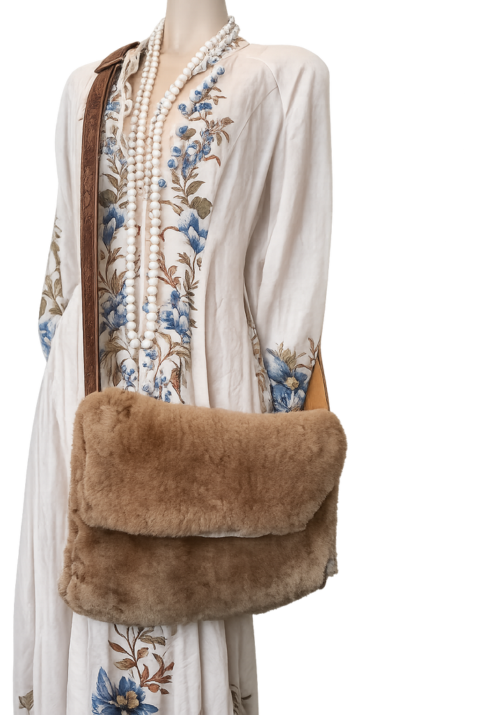 Vintage Custom Fur & Leather Crossbody Bag