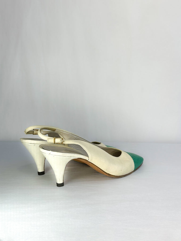 Chanel Cap Toe Sling Back Heel