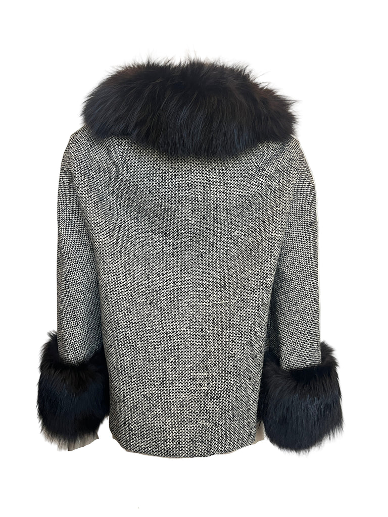 FEATURED IN LIVE OCT 30 1960s - Double Breasted Jacket with Big a Black Fur Collar and Cuffs