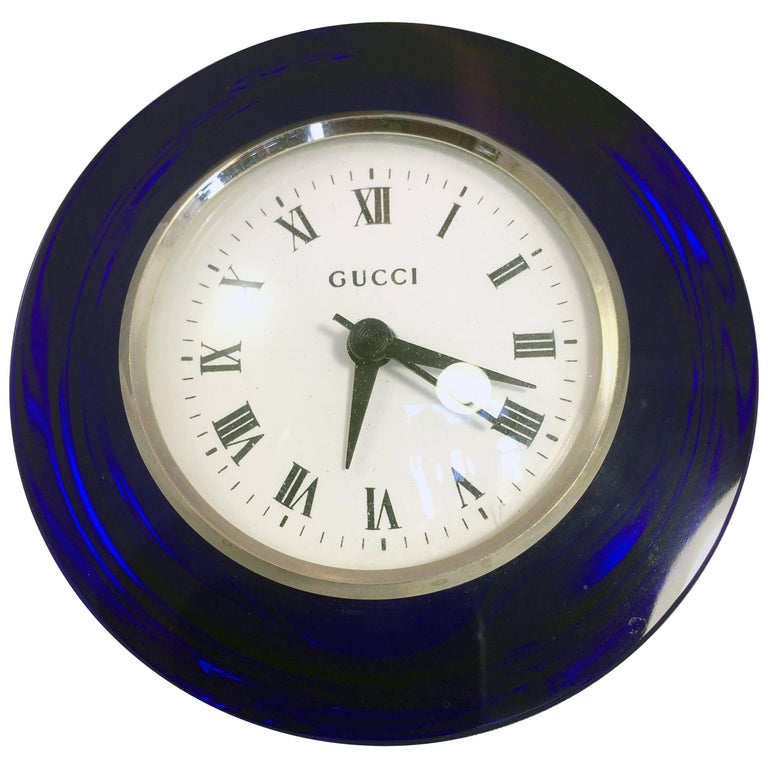 Gucci Cobalt Glass Table Clock in Box