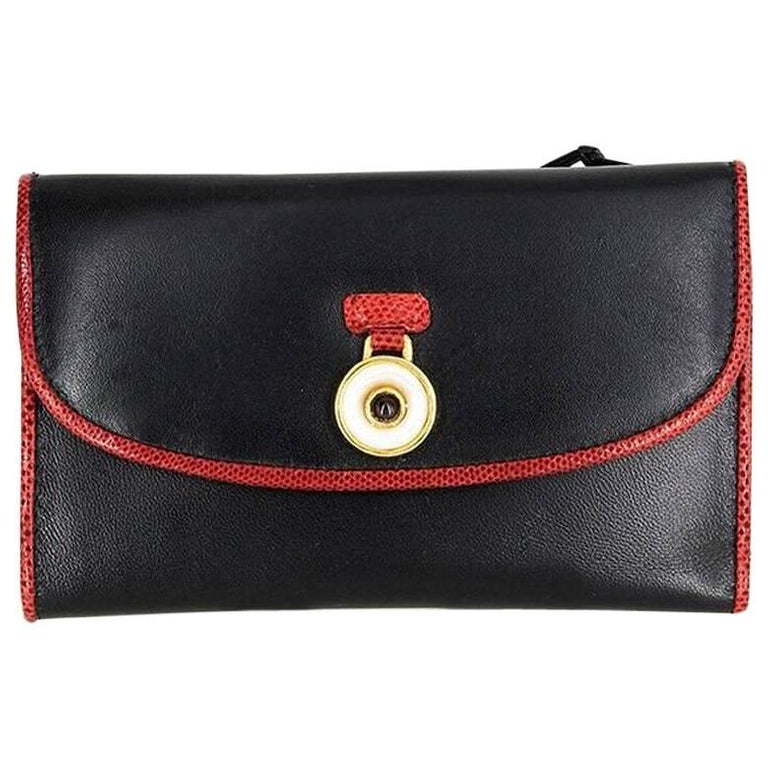 Judith Lieber Black Wallet with Red Trim