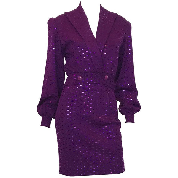 st john purple dress St. John Collection Wool Knee-Length Dress - Purple Dresses, Clothing -  SJCTJ83756