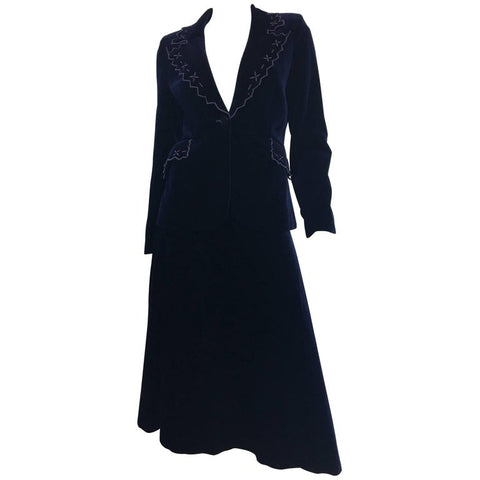 Versace 1980's Black Quilted Velvet Oversized Hooded Jacket