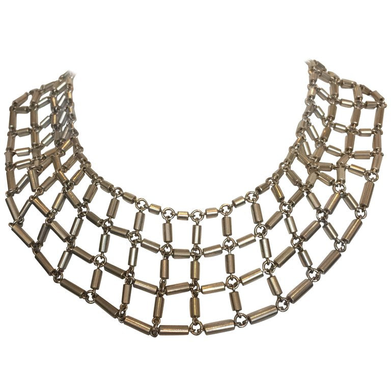 1970's Sterling Silver 925 Linked Collar and Earring Set