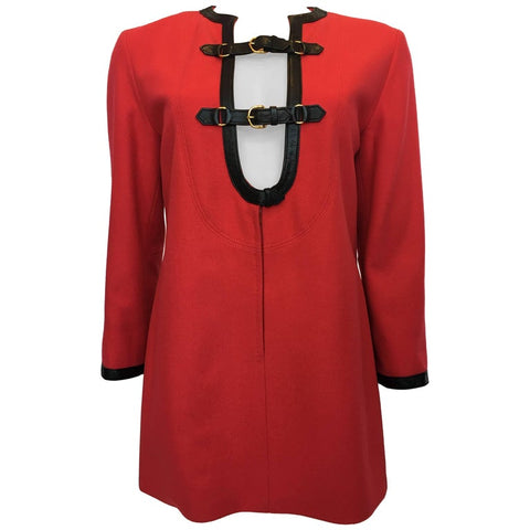 Bill Blass 1980's Pink Coral Pom Pom Wool Coat