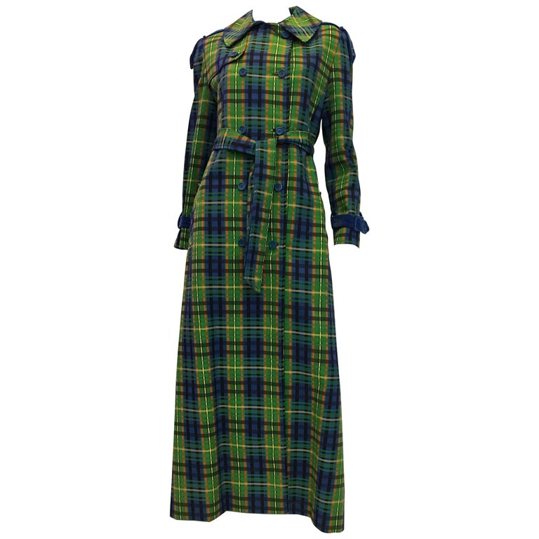 Estelle Allardale 1970's Plaid Maxi Coat
