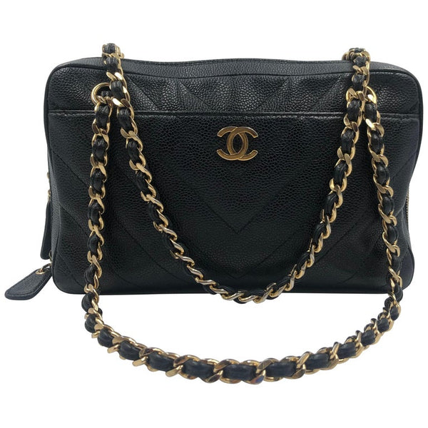 【CHANEL】1989-1991 vntage caviar chevron shoulder★ブラック Chanel 1989-1991 classic flap - Gem