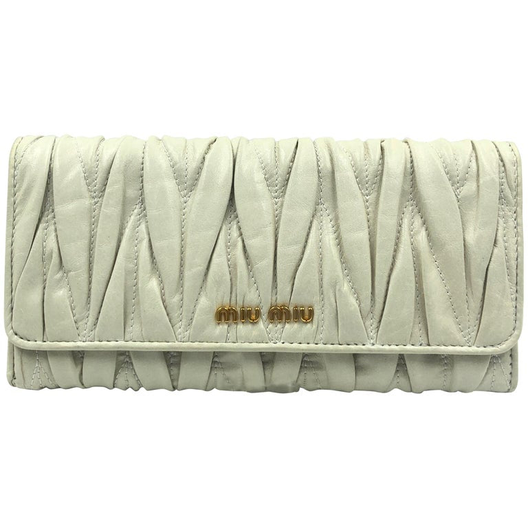 Miu Miu Ivory Matelassé Leather Wallet