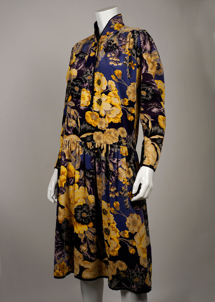 Kenzo Purple Velvet Floral Dress