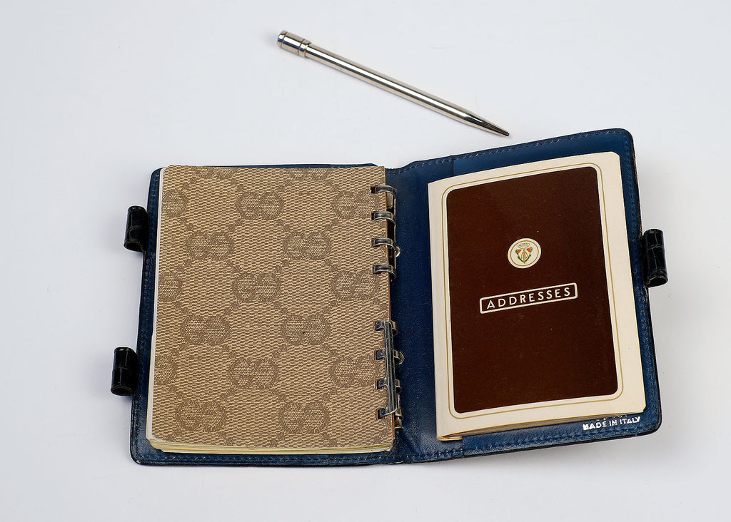 Gucci Rare Blue Baby Crocodile Address Book