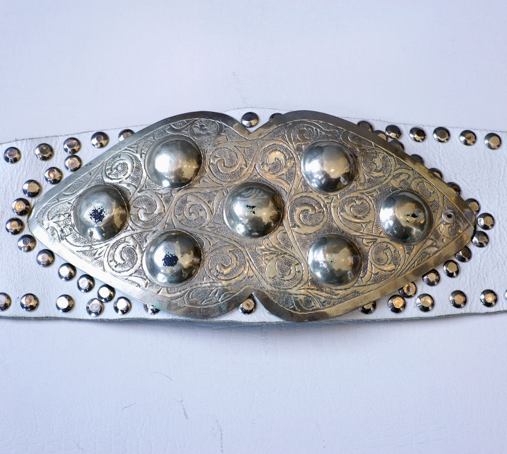 White Leather Moroccan Belt