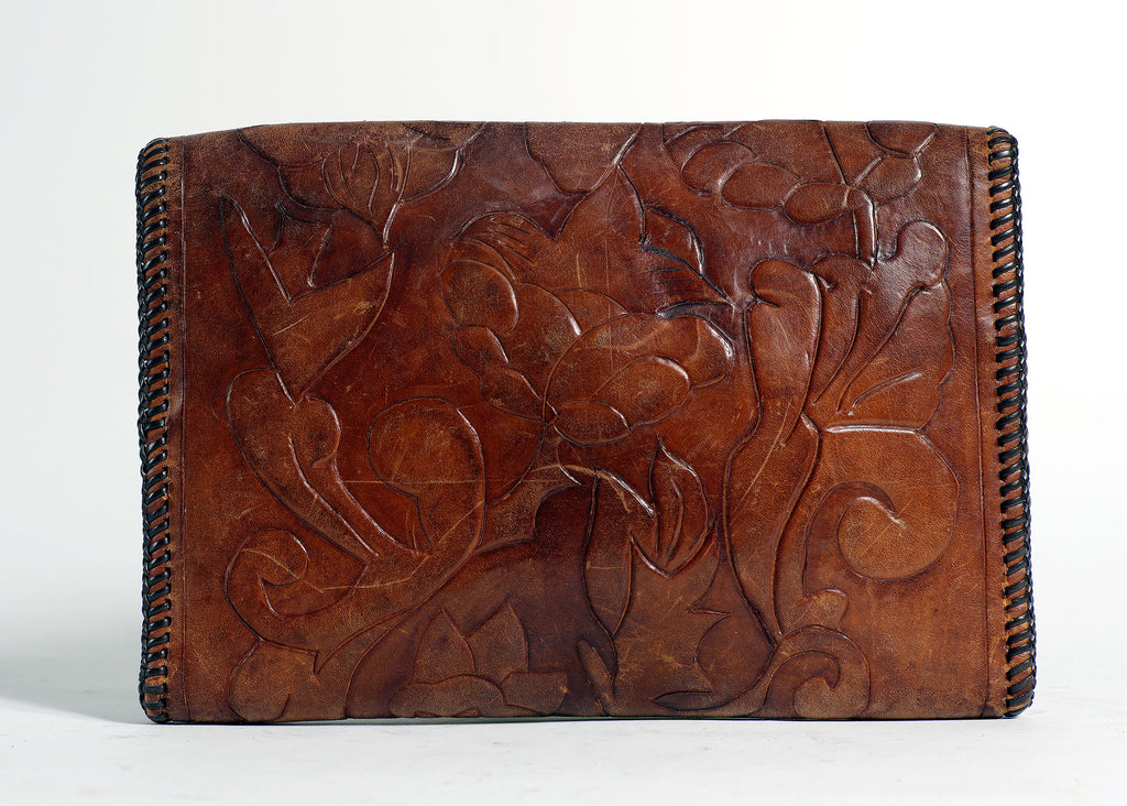Leather Hand Tooled Clutch