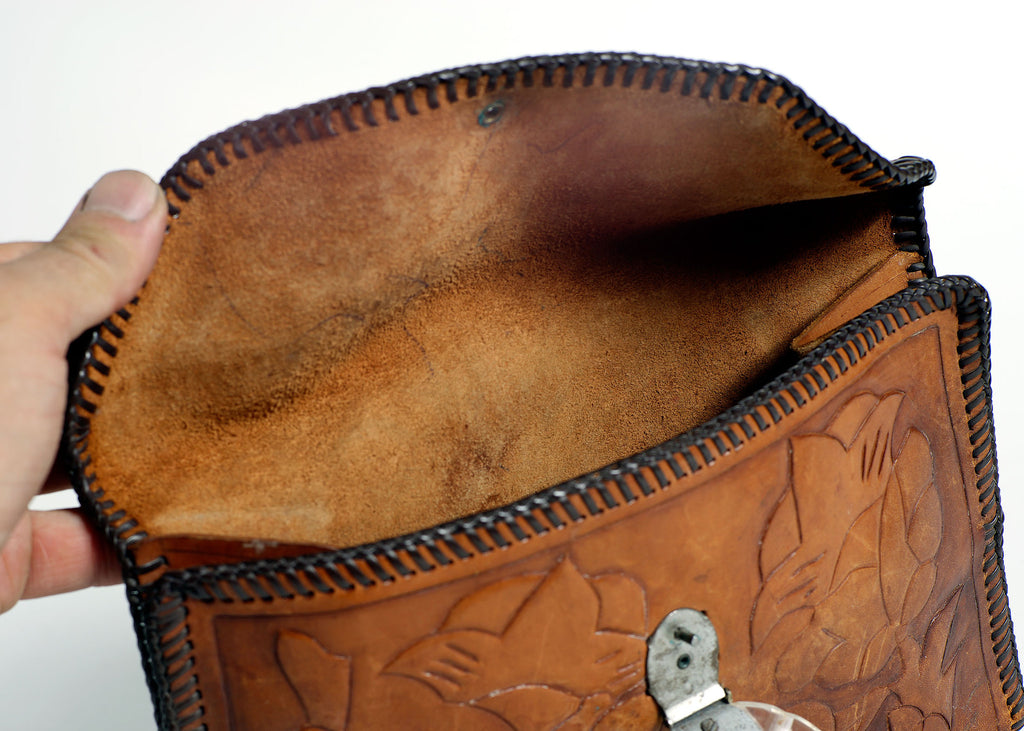 Leather Hand Tooled Clutch