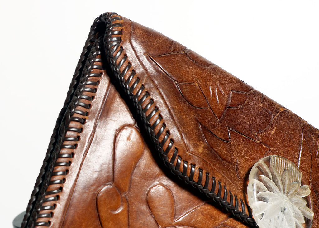 Leather Hand Tooled Clutch