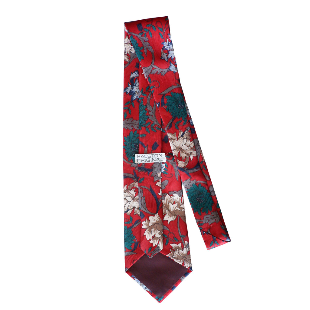 Halston Vintage Red Floral Tie