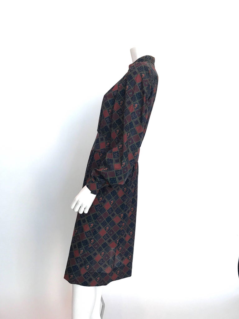 Givenchy 1970's Wool Dress with Nehru Collar