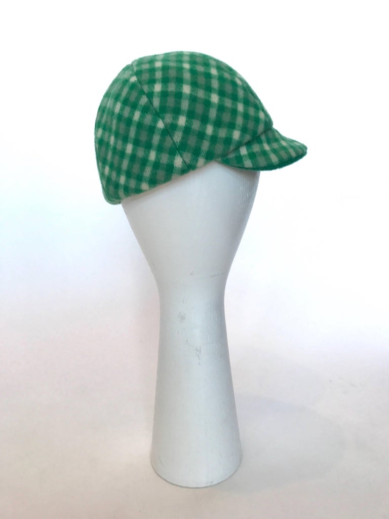 1960's Weatherall Green & White Check Reversible Wool Capelet & Skirt Set