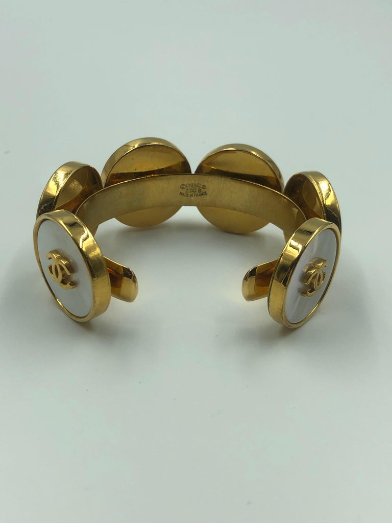 Chanel 1980's Mother of Pearl & Gold Tone Cuff Bracelet