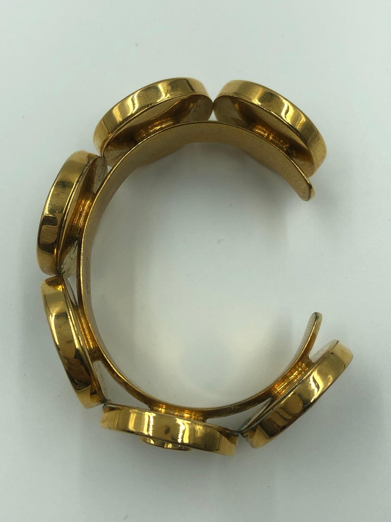 Chanel 1980's Mother of Pearl & Gold Tone Cuff Bracelet