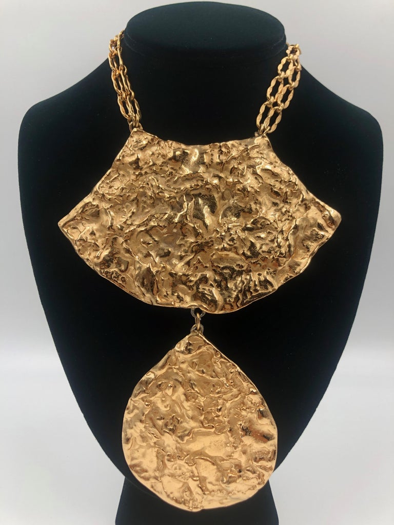 Napier Gilded Gold Abstract Gold Necklace with Double Chain