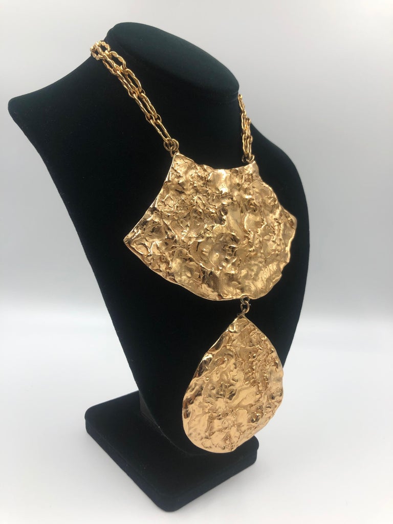 Napier Gilded Gold Abstract Gold Necklace with Double Chain