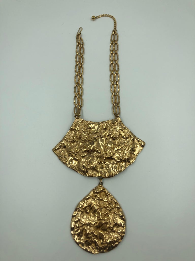 Napier Gilded Gold Abstract Gold Necklace with Double Chain