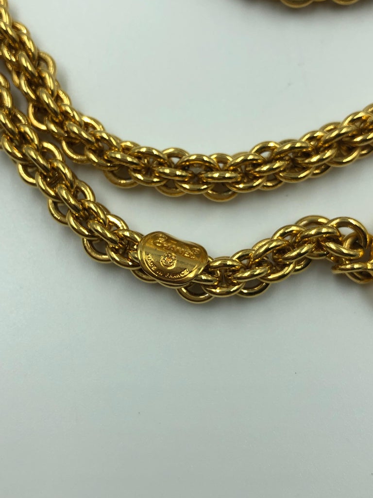 Chanel 1980's Gold Tone Necklace with 3D Orb Monogram Double C Pendant