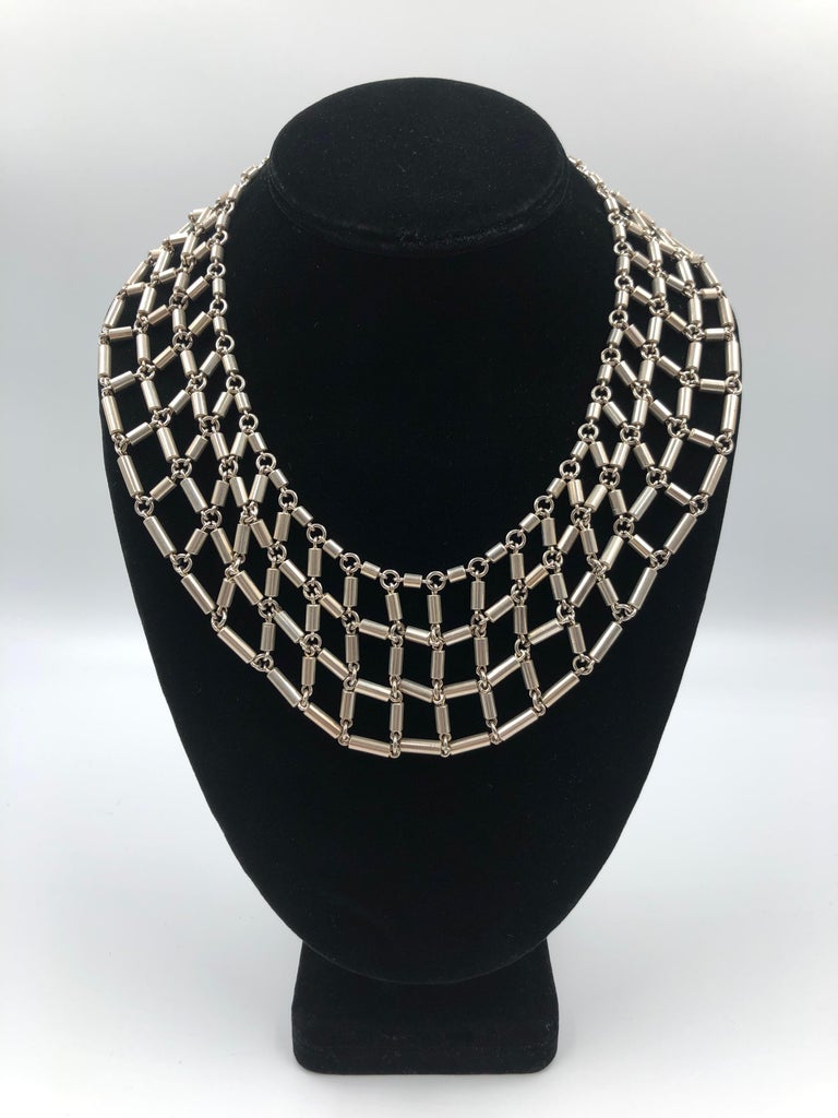 1970's Sterling Silver 925 Linked Collar and Earring Set