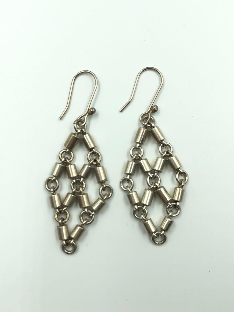 1970's Sterling Silver 925 Linked Collar and Earring Set