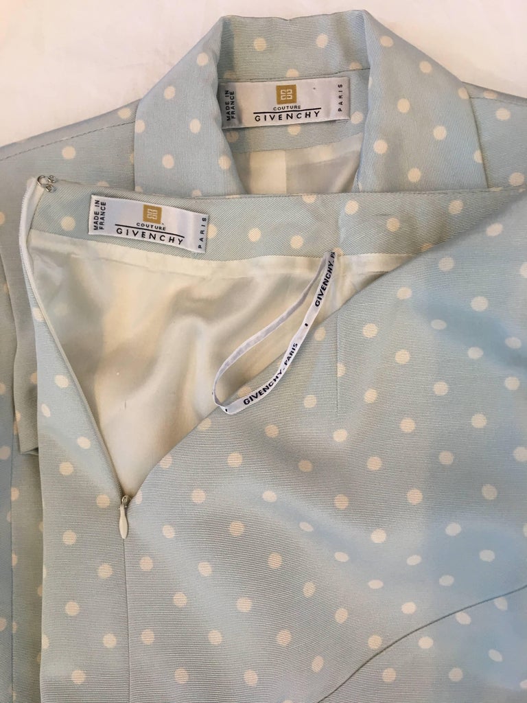 Givenchy 1990's Polka Dot Skirt Suit