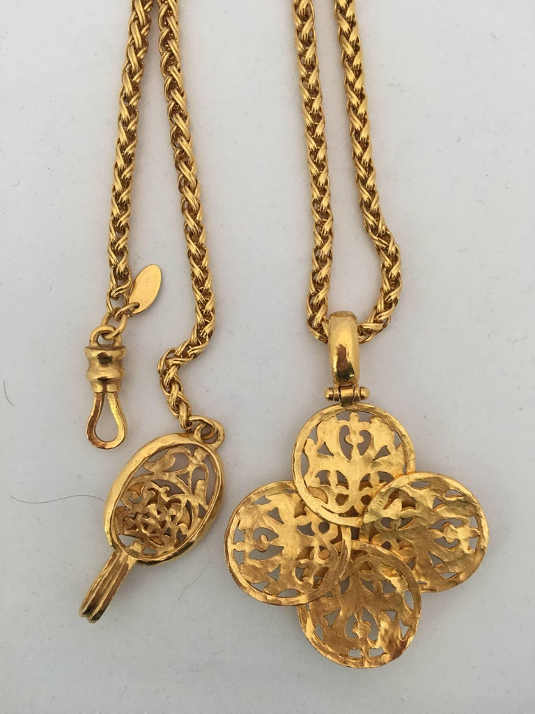 Chanel Filigree 1980's Gold Tone Cross Necklace