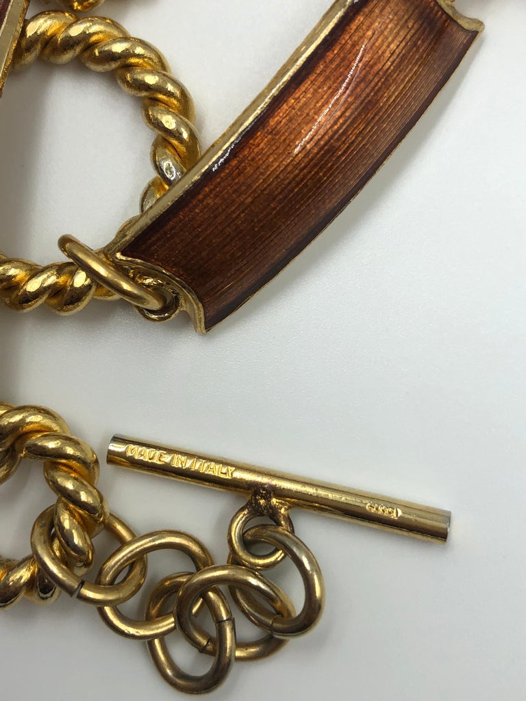 1970's Gucci Gold Tone with Bronze Enamel Chain Link Belt