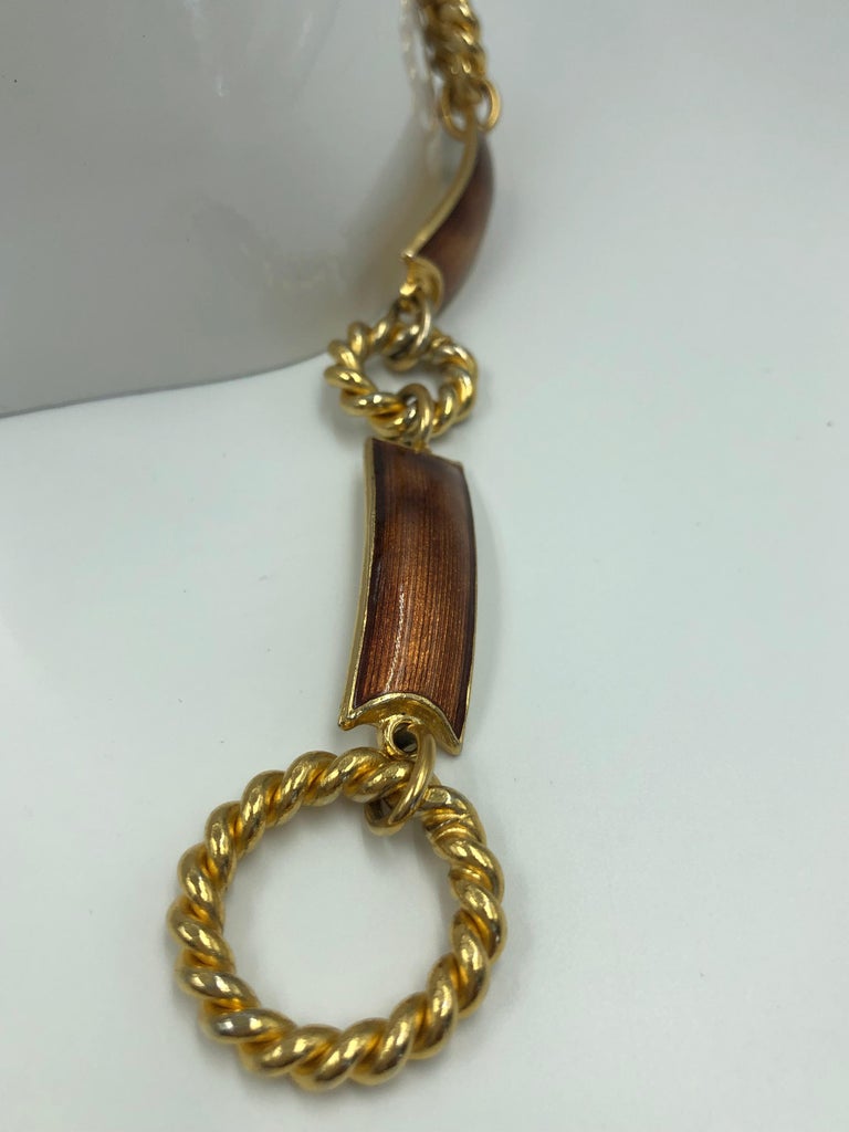 1970's Gucci Gold Tone with Bronze Enamel Chain Link Belt