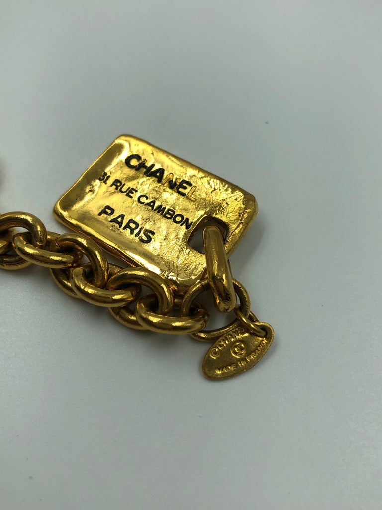 Chanel 1980's Gold Tone Metal Round Disk Chain Belt