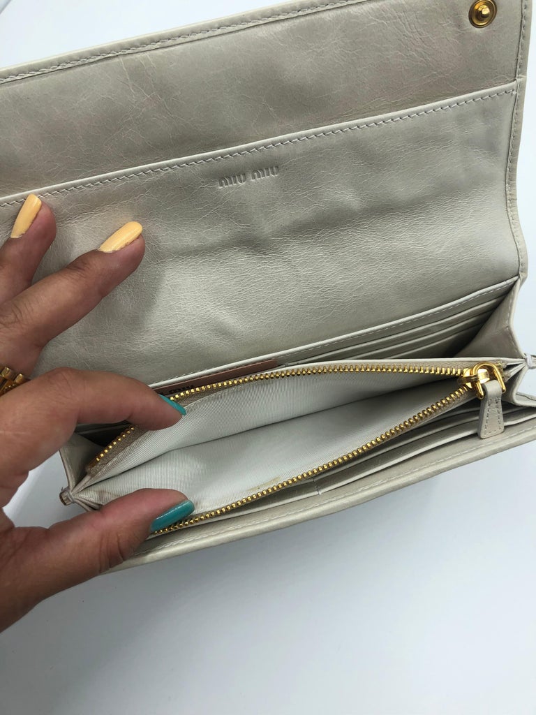 Miu Miu Ivory Matelassé Leather Wallet