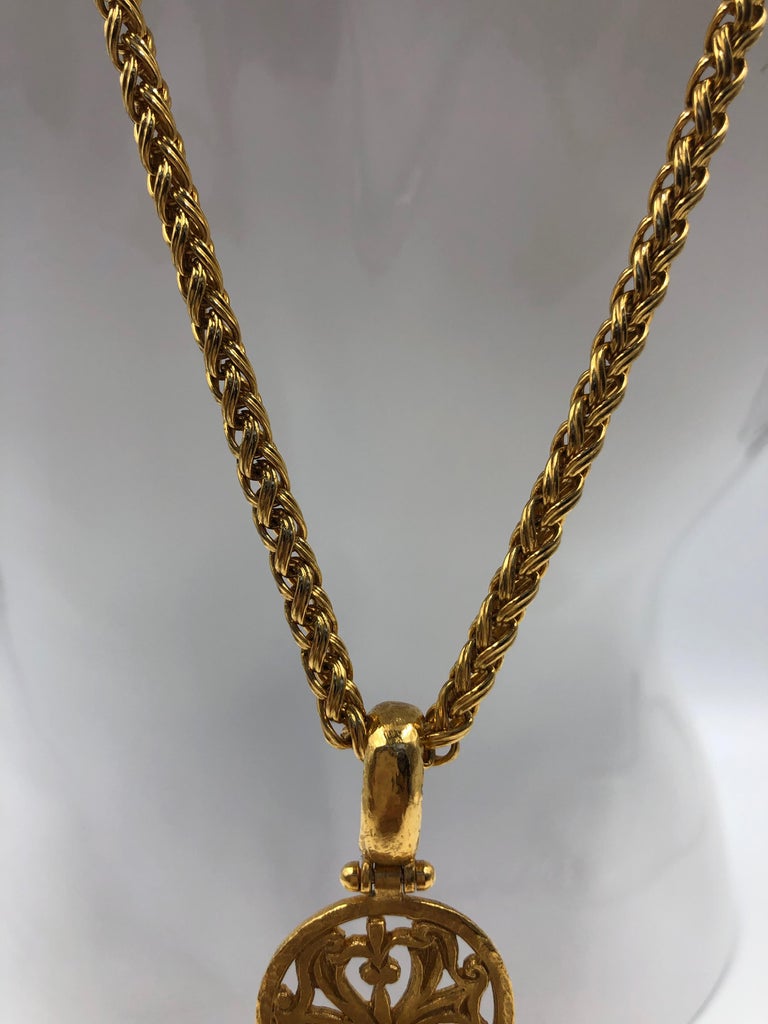 Chanel Filigree 1980's Gold Tone Cross Necklace