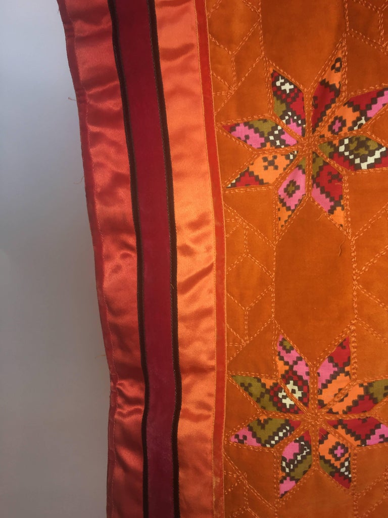 Geoffrey Beene 1960's Orange Multi-Color Dress With Quilted Skirt