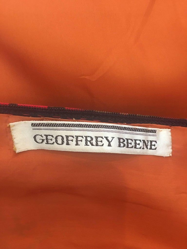 Geoffrey Beene 1960's Orange Multi-Color Dress With Quilted Skirt
