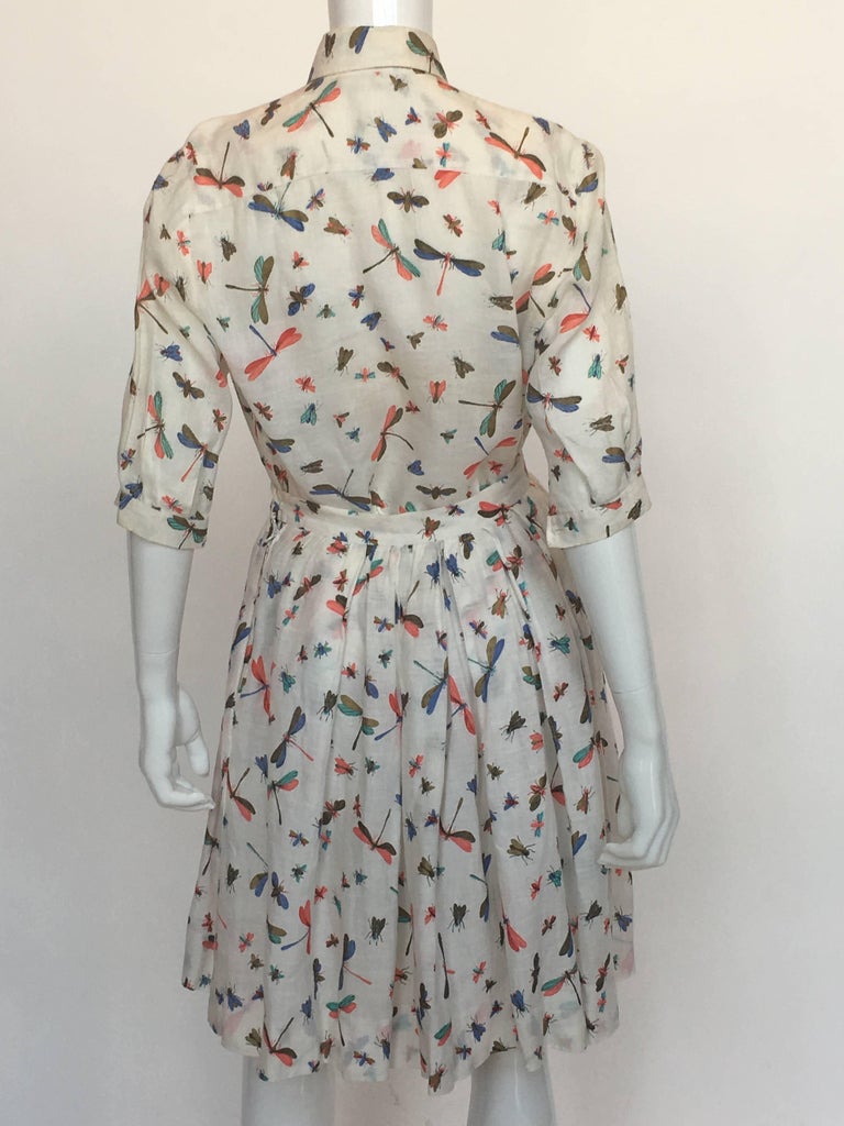 Gucci Linen 1980's 2 Piece Dragonfly Print Skirt Set