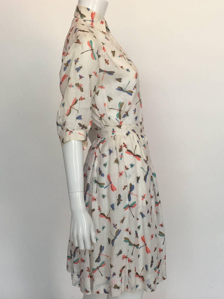 Gucci Linen 1980's 2 Piece Dragonfly Print Skirt Set