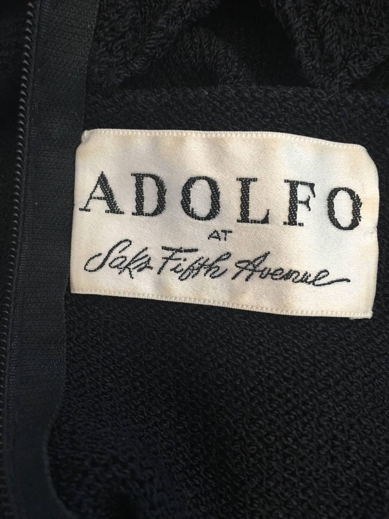 Adolfo at Saks Fifth Avenue 1970's Black Knit Lattice Dress