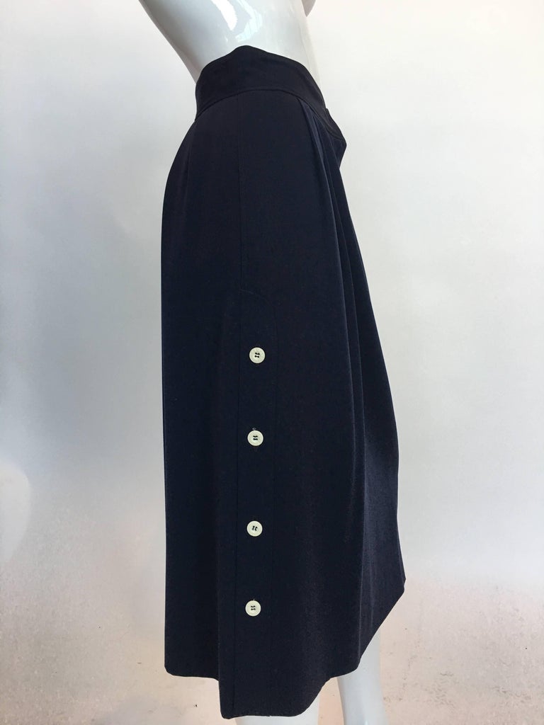 Gucci 1970's Navy Gabardine Wool Pleated Skirt
