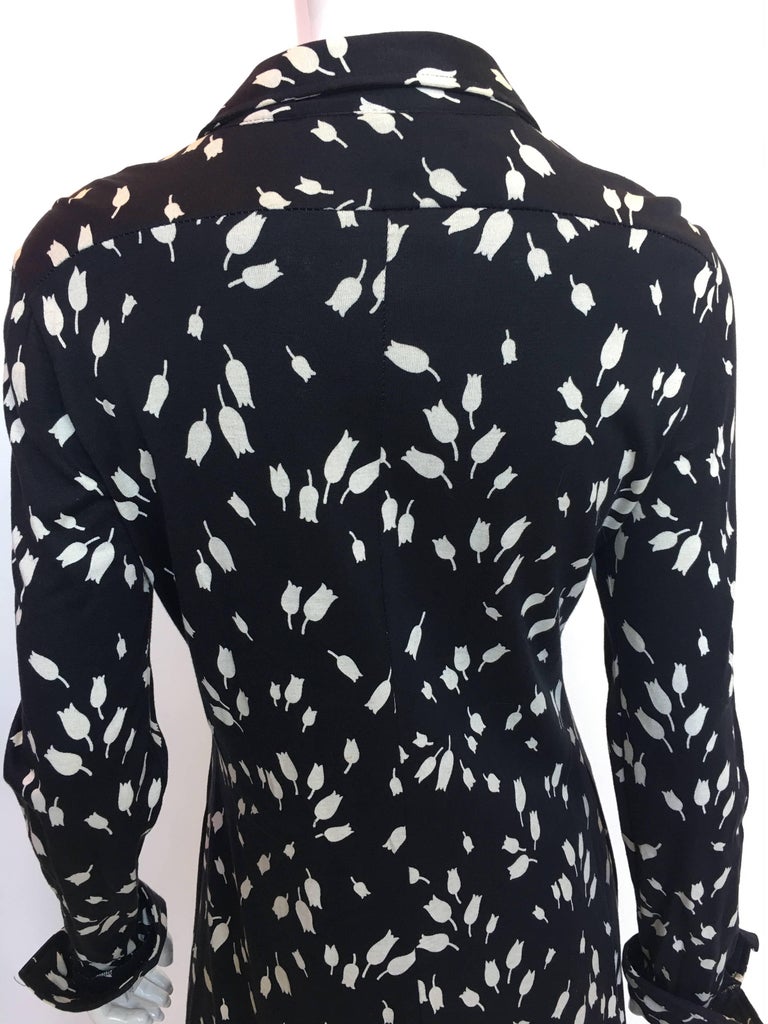 Diane Von Furstenberg 1970's Black and White Tulip Dress