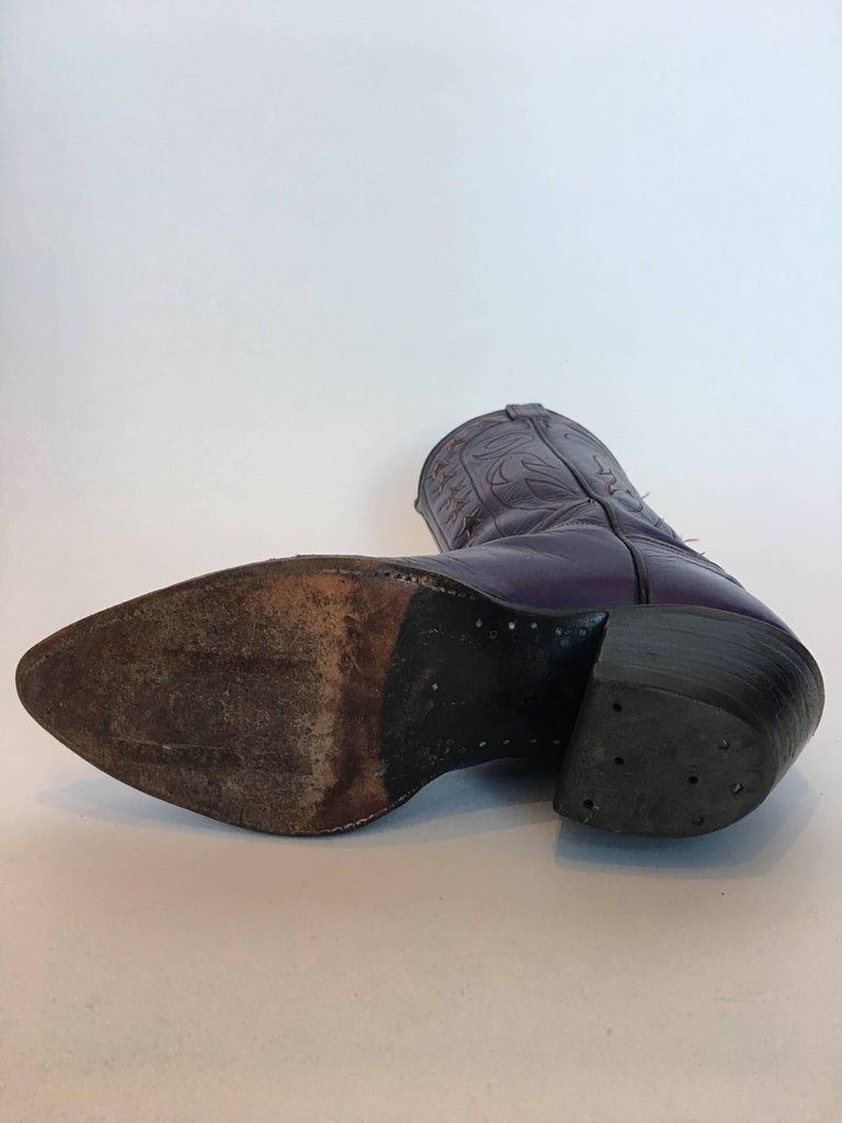 Tony Lama Vintage Purple Cowboy Boots with Stars
