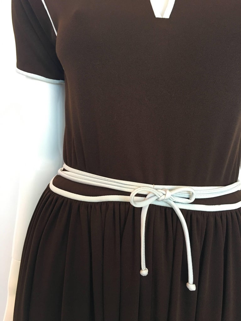 Donald Brooks 1970's Brown Poly Dress