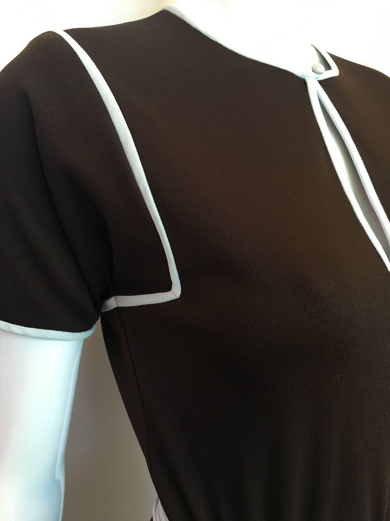 Donald Brooks 1970's Brown Poly Dress