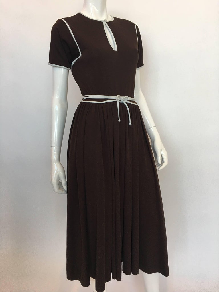 Donald Brooks 1970's Brown Poly Dress