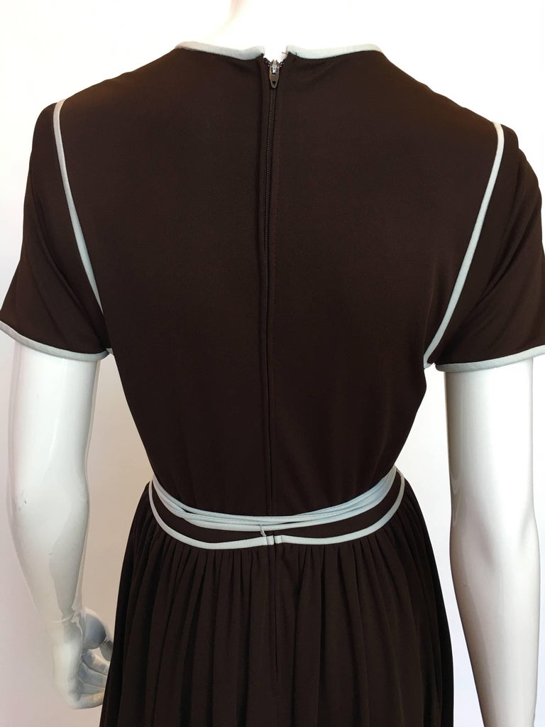 Donald Brooks 1970's Brown Poly Dress