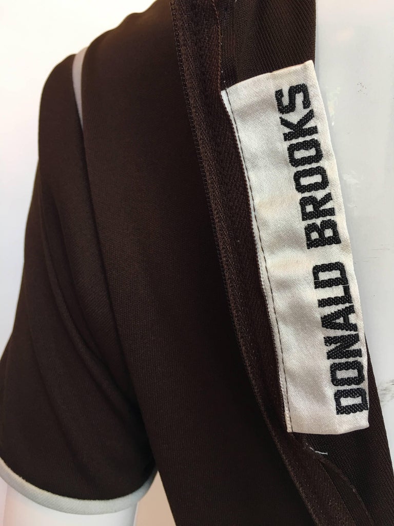 Donald Brooks 1970's Brown Poly Dress