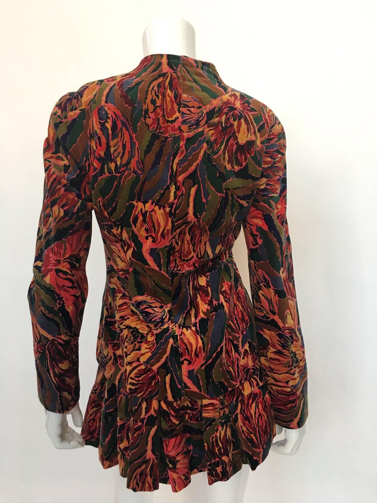 Kenzo Paris 1990's Cotton Velvet Floral 3 Piece Skirt Suit